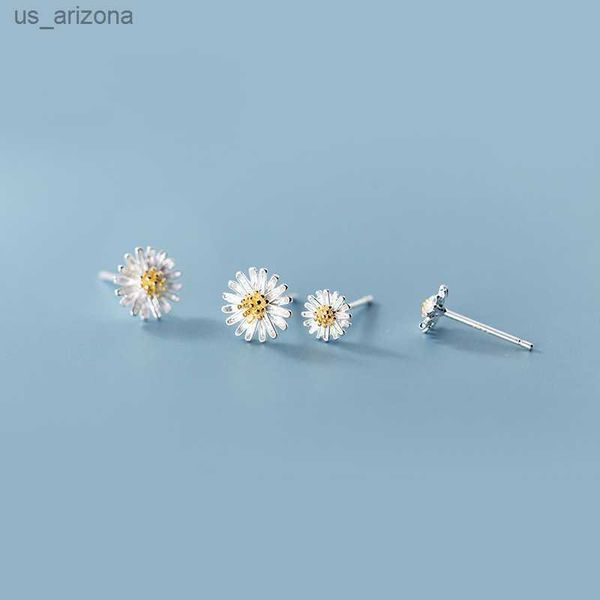 

mloveacc real 925 sterling silver daisy sun flower earrings stud for women girls gift fashion sterling-silver-jewelry l230620, Golden;silver