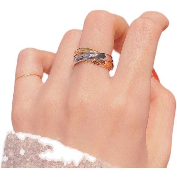 

high version luxury high grade three ring for female 18k rose gold simple cool style niche fashion design personalized index finger 4nef, Silver