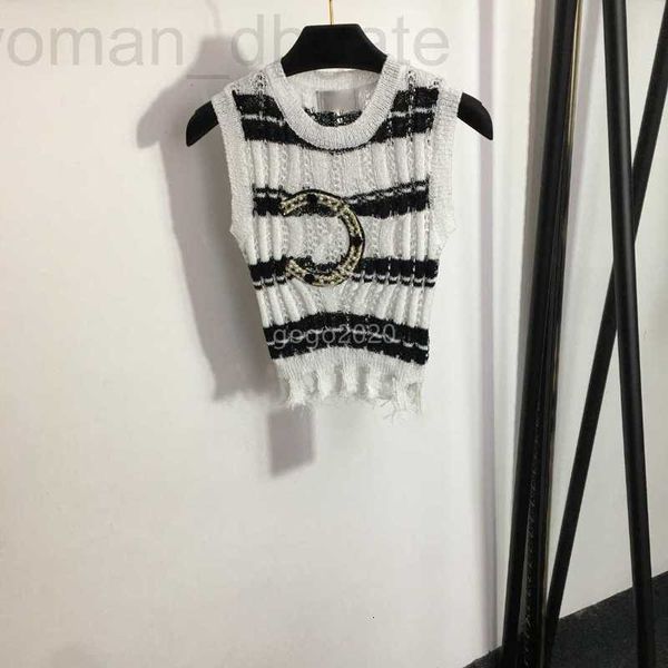 

women's t-shirt designer 2023 women summer knit tee with striped letter beads hollow out runway crop viscose t shirt clothing high end, White