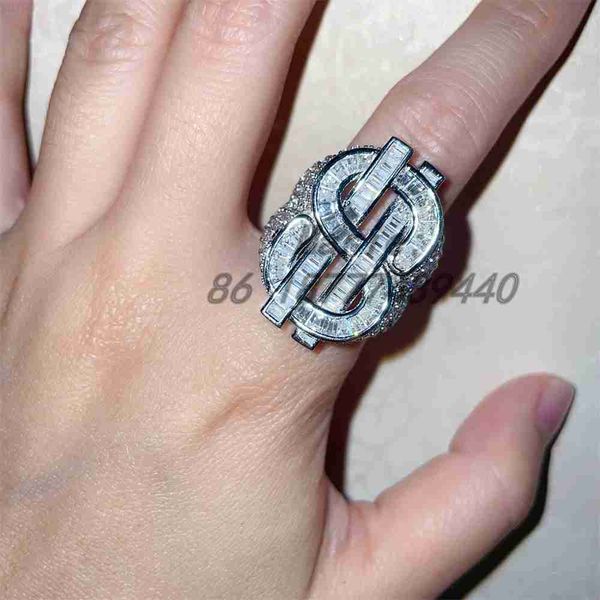 

fashion jewelry 925 silver us dollar shape hip hop ring charm jewelry luxury moissanite rings for men moissanite custom ring