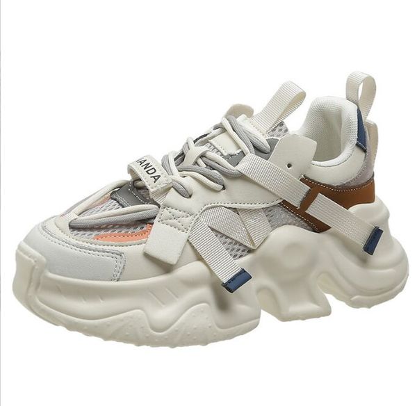 

shiny sequins chunky platform sneakers women breathable lace up height increase shoes woman fashion pearl white sneakers, Black