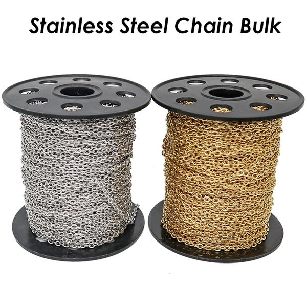 

chains 100 meters x stainless steel chain bulk by the spool yard feet tarnish gold link for jewelry making 230710, Silver