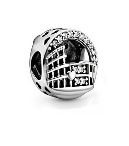 

new real 925 sterling silver color rome colosseum openwork charms beads fit women gift european original bracelet diy fashion jewe6607673, Black