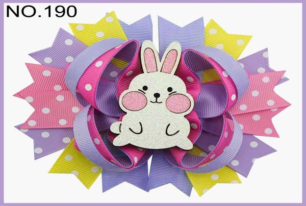

12pcs easter hair bows bunny hair clips jelly bean hair bow8254801, Golden;white