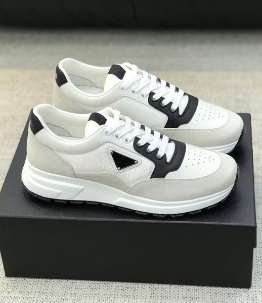 

casual-style runner prax 01 sports shoes men's re-nylon technical fabric leisure flats rubber luxury designer lug sole party wedding sn, Black