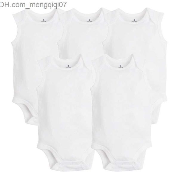 

rompers 5 pieces/large number of newborn baby clothes 2022 summer sleeveless baby boys' and girls' clothes cotton white baby skin-, Blue