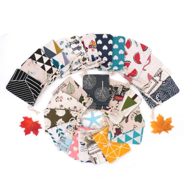 

printed cotton bag 50pcslot 9x12cm fashion jewelry display packaging drawstring pouches wedding christmas packing 100 cotton bag5321069, Pink;blue