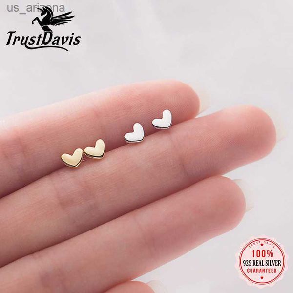 

small heart stud earrings for women daughter girls kids birthday gift fine jewelry 925 sterling silver earrings ds019 l230620, Golden;silver