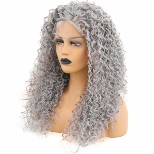 

nxy sliver grey lace front wig curly synthetic wigs wig pre plucked natural hair glueless for black women cosplay wig 230524, Black;brown
