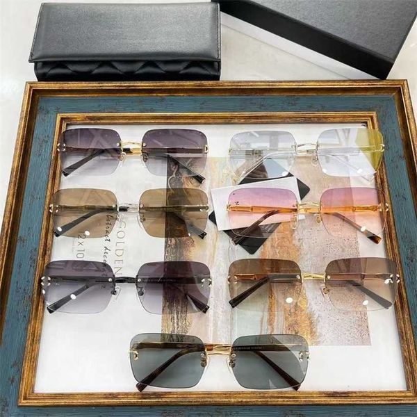 

2023 new star's same style artistic rimless sunglasses women's versatile ins trendy sunglasses ch4218, White;black