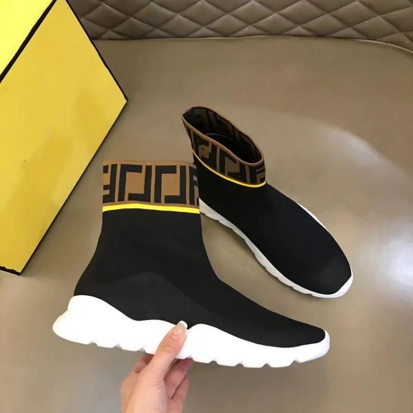 

perfect mid-stretch wave men sneakers shoes mesh breath black white knit sock chunky rubber sole runner sports man outdoor trainers eu38-46