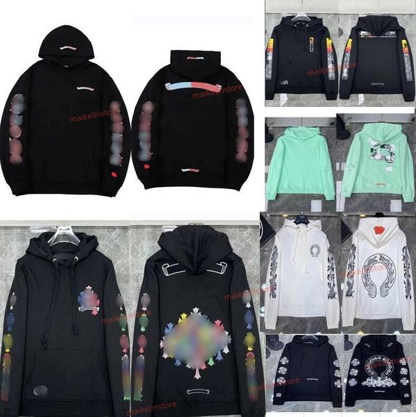 

2023 hoodie designer sweatshirts mens heart ch chrome sleeve winter jacket loose coat hooded hoody men, Black