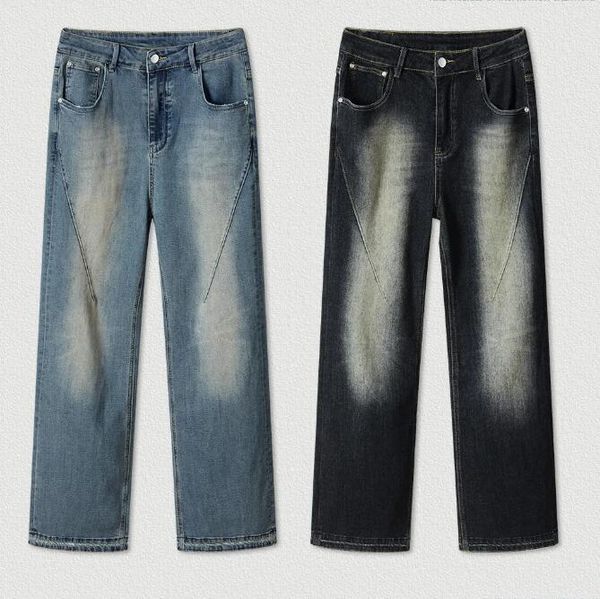 

nice quality water washing jeans floor pants men women blue black, Black;brown