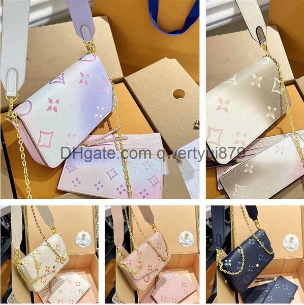 

gradient designer womens shoulder bag luxury pochette felicie handbags printing flower letters empreinte leather chain makeup bags ladies fa