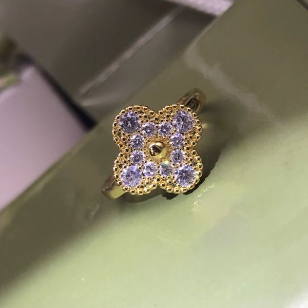 

four-leaf clover sweet clovers rings kaleidoscope ring female minority design sense of fashion simple clover jewelry plated, Silver