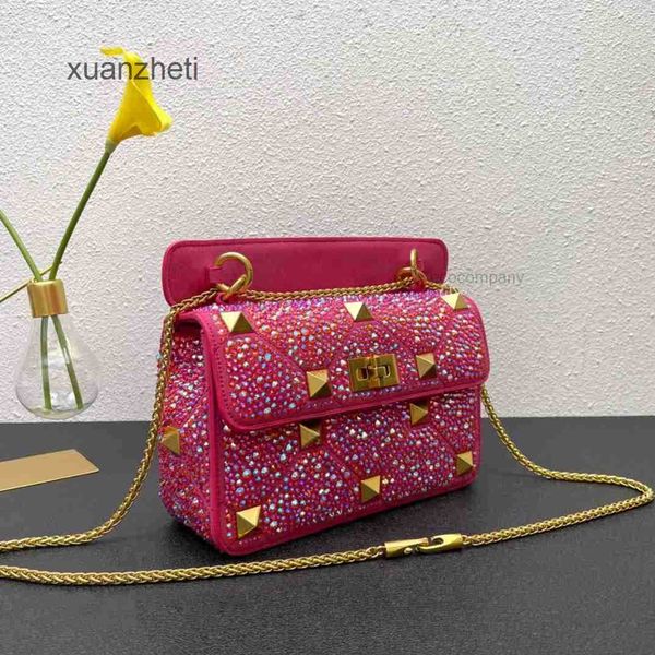 

trendy small valentins outdoor bag luxury classic lady's autumn bag feeling with full diamond crystal high rivet chain portable single