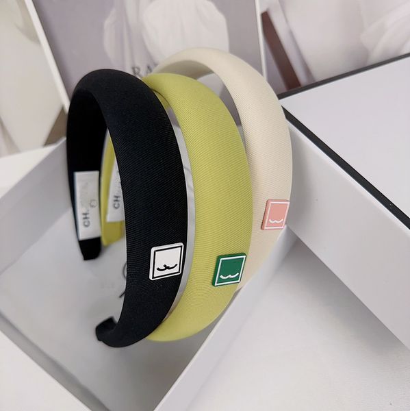

3colors ins fashion women girls headbands black white green ch letter soft cloth headband headwear luxury simple hair hoop, Silver
