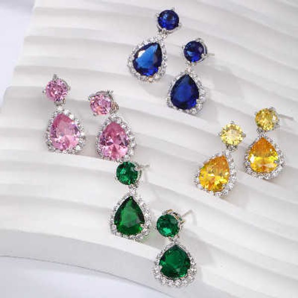 

crystal drop earring cute popular earring aaa water drop zircon generic ruili simple with multi color dangle for earringdrop women girls in, Silver