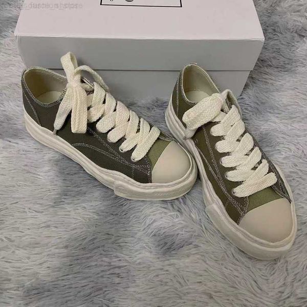 

maison mihara yasuhiro dissolved mmy shoes smile low canvas men's and women's thick sole elevated board shoes, Black