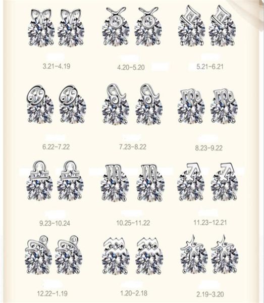 

fashion creative jewelry friend12 constellation copper alloy diamond earrings designer hiphop halloween gift earrings female5110334, Golden;silver