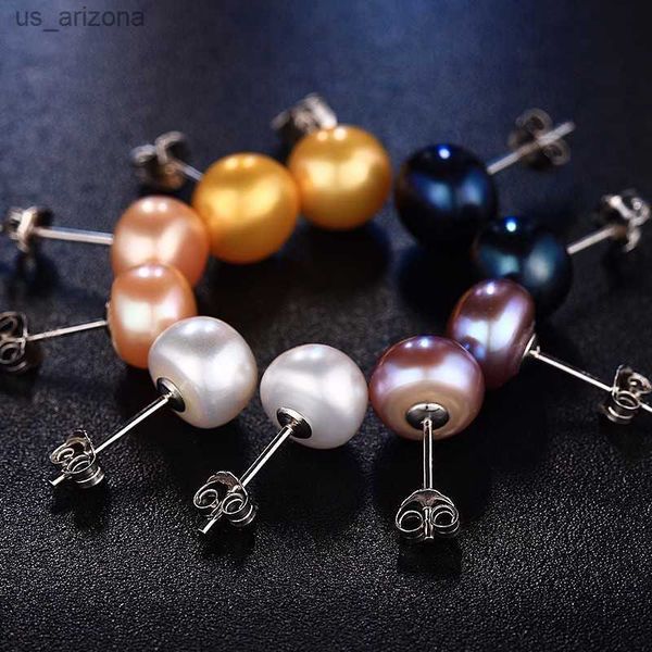 

% genuine freshwater white pearl earrings fashion jewelry silver stud earrings for women super deal with gift box 2021 new l230620, Golden;silver