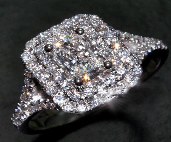 

vecalon fashion ring princess cut 2ct cz diamond ring 10kt white gold filled women engagement wedding band ring2578091, Slivery;golden
