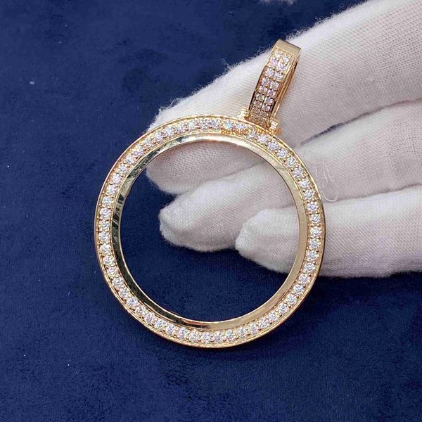 

10k solid gold iced out real si diamond 37mm coin bezel pendant, Silver