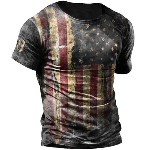 

men's t-shirts vintage summer t-shirts for men us flag 3d printed streetwear polyester o-neck short sleeve loose men clothing oversized, White;black