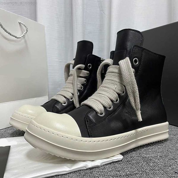

rick casual shoes high platform black leather retro design ro owens men's women's sneakers