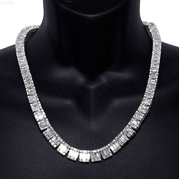 

sgarit fine jewelry custom sterling silver real soild gold men's baguette iced tennis chain necklace cuban chain
