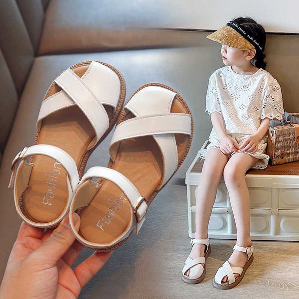 

sandals size 22-37 girls sandals summer big kids shoes for girl soft pu leather closed-toe hollowed fashion designer sandals black beige, Black;red