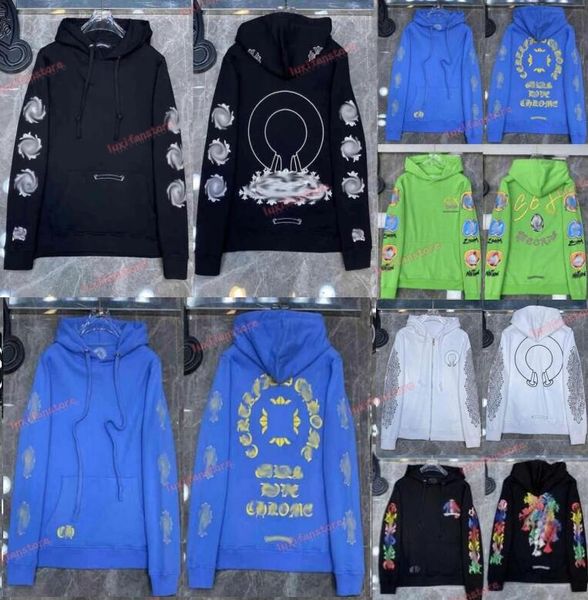 

designer mens hoodies chrome winter sweatshirts heart hoodie long sleeve jacket loose coat hooded hoody men woman hip hop chromees hearts x7, Black