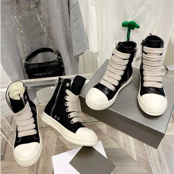 

2023 luxury rick designer ro boots shoes owens seak mini snow canvas high breathable black lace up light shoes fashion genuine autumn