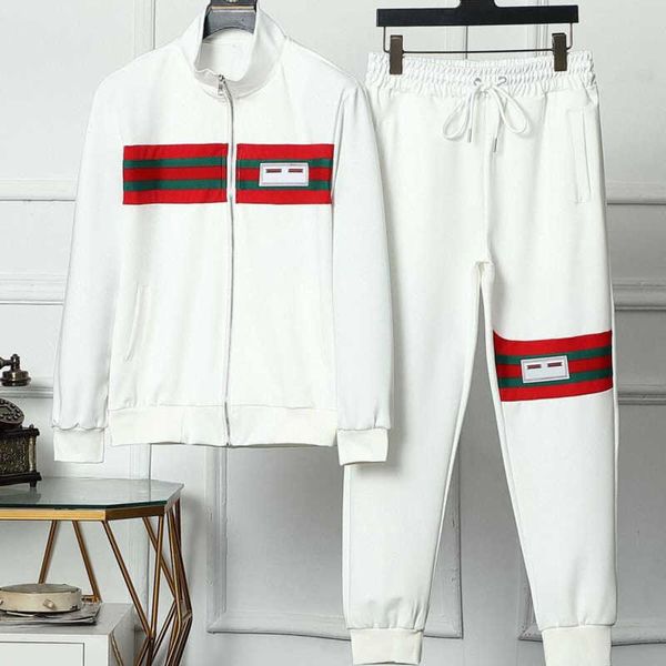 

plus size baseball uniform suit mens sports set luxury designer tracksuits embroidered panelled zip jacket cotton trousers men women two-pie, Gray
