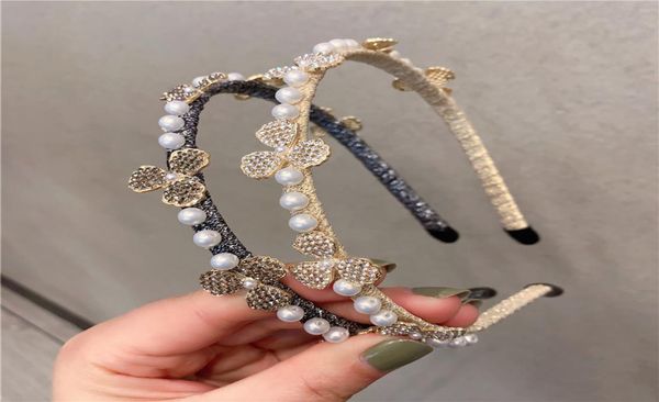 

birthday gift fashion rhinestone floral women headbands designer pearl hair band for lady wedding bride alloy hairband6698800, Silver