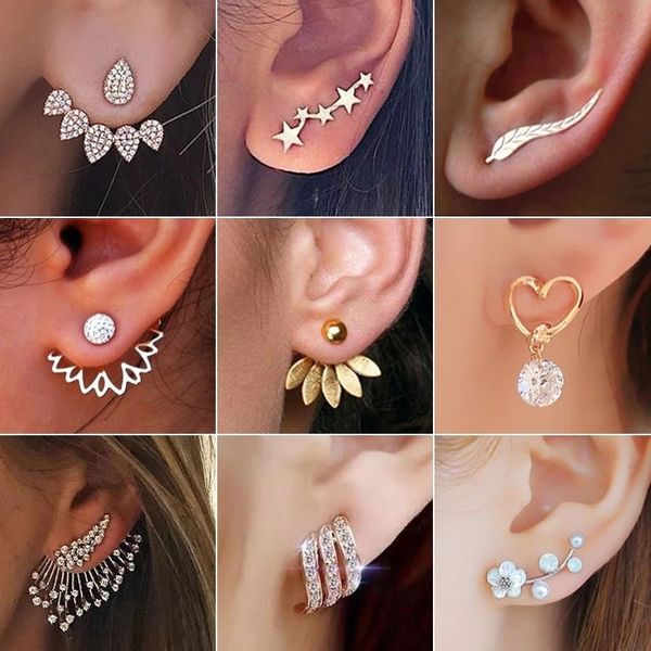 

stud crystal flower drop earrings for women fashion jewelry rhinestones gift party friend 230710, Golden;silver
