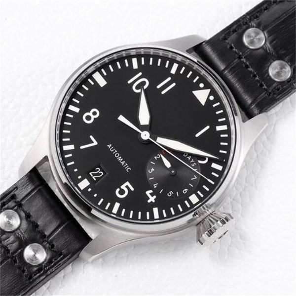 

u1 grade aaa 3a luxury designer watch new mens automatic mechanical big classic pilot watches 46mm le prince genuine leather wristwatches mo, Slivery;golden
