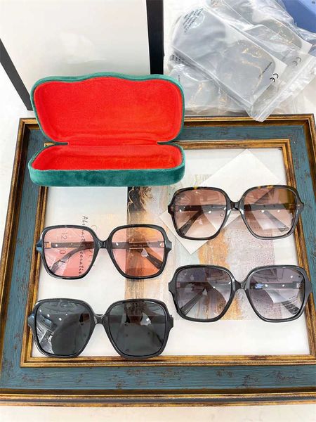 

2023 new family box ni star fashion large frame slim face sunglasses female gg1189sa, White;black