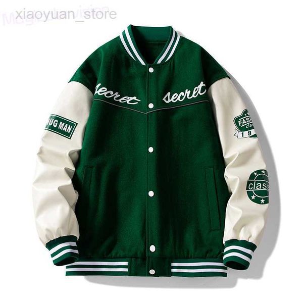 

men's jackets fashion new jacket men's 2023 spring and autumn couple wear loose baseball uniform american style trend embroidered, Black;brown