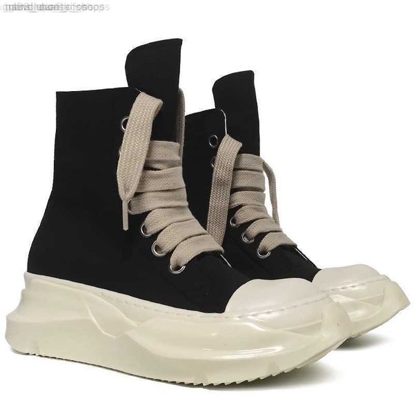 

rick casual shoes high-fashion martin boots platform lace-up canvas ro owens men's women's sports shoes, Black