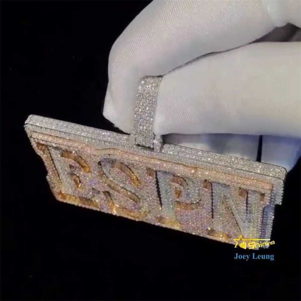 

luxury pass diamond tester gra certificate silver 925 gold plated solid hip hop jewelry name iced out custom moissanite pendant