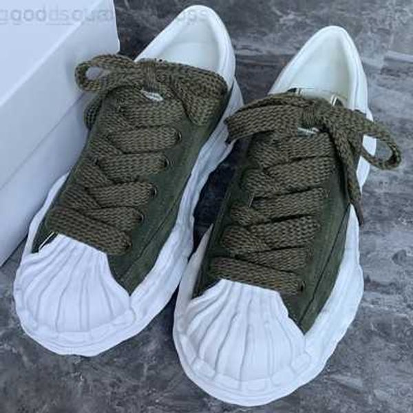 

maison mihara yasuhiro mmy dissolved shoes men's and women's flat bottom sports shell head thick sole canvas shoes, Black