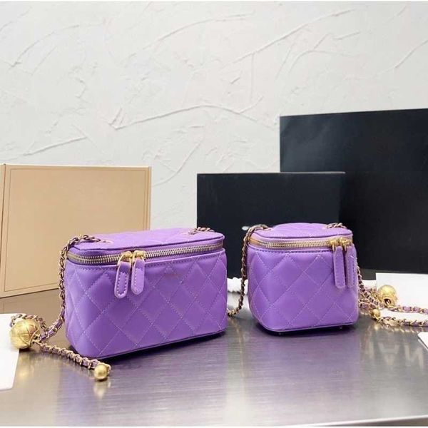 

luxury channel bag designer bags golden ball square box bag handbag makeup bags tote new fashion texture leather 2 size dressing case portab