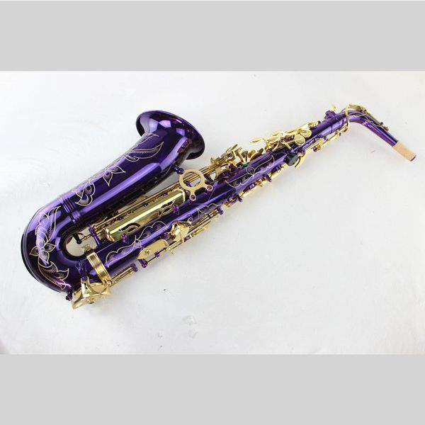 

musical instrument mas-160 alto saxophone in eb with purple lacquer gold finish