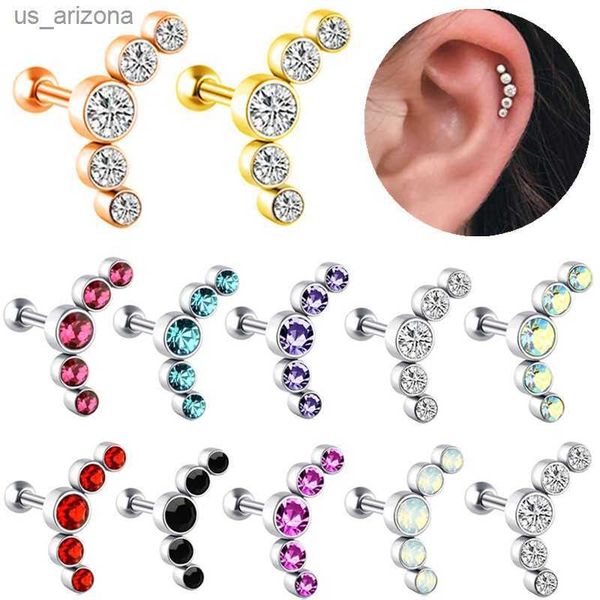 

1pcs crystal cartilage piercing helix earring stud barbell stainless steel tragus stud earrings cluster daith jewelry for women l230620, Golden;silver