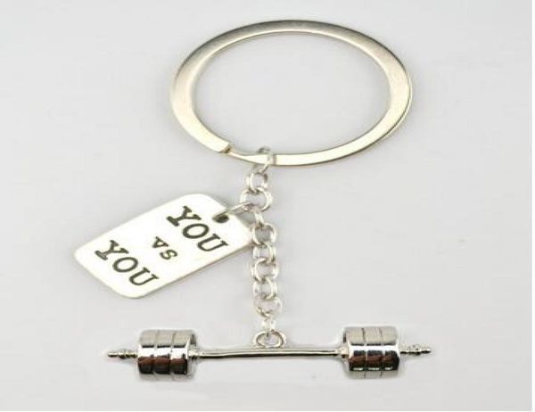 

20pcslot antique silver tone dumbbell barbell weight and you vs you charm key chainsfitness weightlifting gym key chain6249192, Slivery;golden