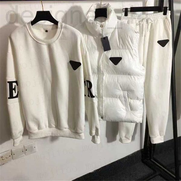

women's plus size tracksuits designer womens mens vest coats hoodie sweatpants 3pcs sets fashion winter warm sports wear women sweatshi, Black