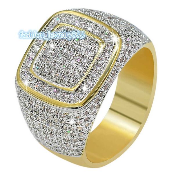 

ins diamond trendsetter hip hop men's ring full of zircon real gold plating multi-layer ring, Silver