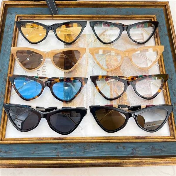 

2023 family fashion new triangle cat eye butterfly comfortable havana sunglasses gg0597, White;black