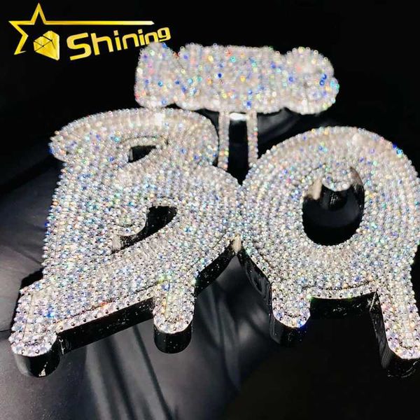 

fashion jewelry letter pendant necklace america gift chain party figure necklaces pendant hip hop jewelry iced out pendant, Silver